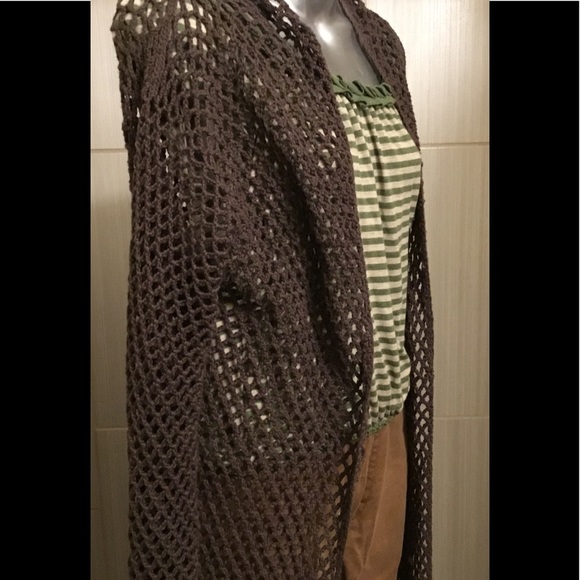 BOHO CROCHETED CHOCOLATE MAXI SWEATER WRAP - Picture 4 of 4